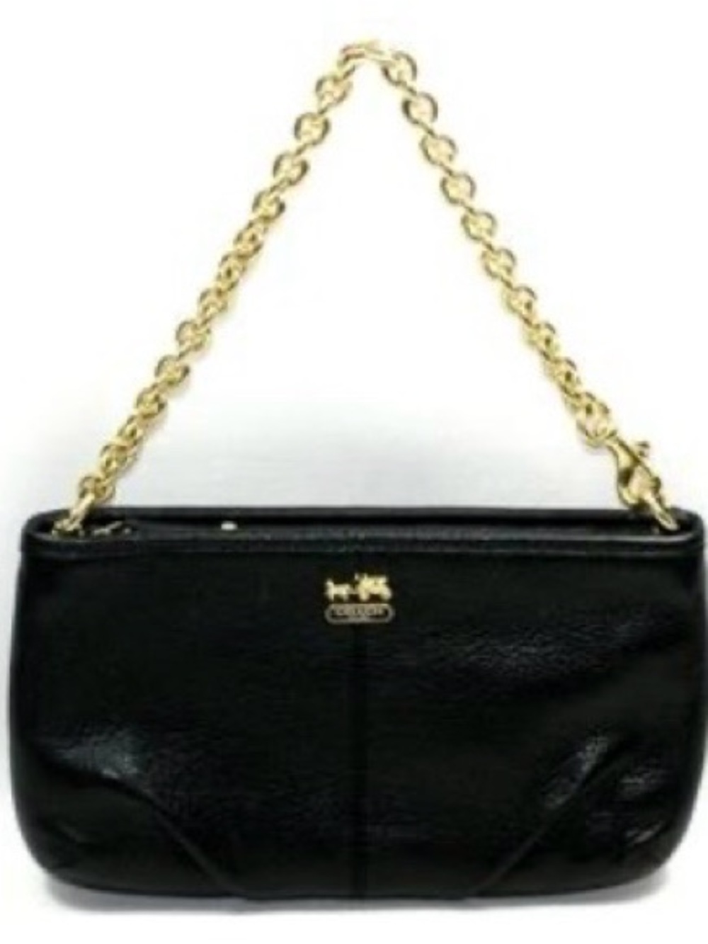 Coach BLACK MADISON LEATHER LARGE CHAINLINK WRISTLET
